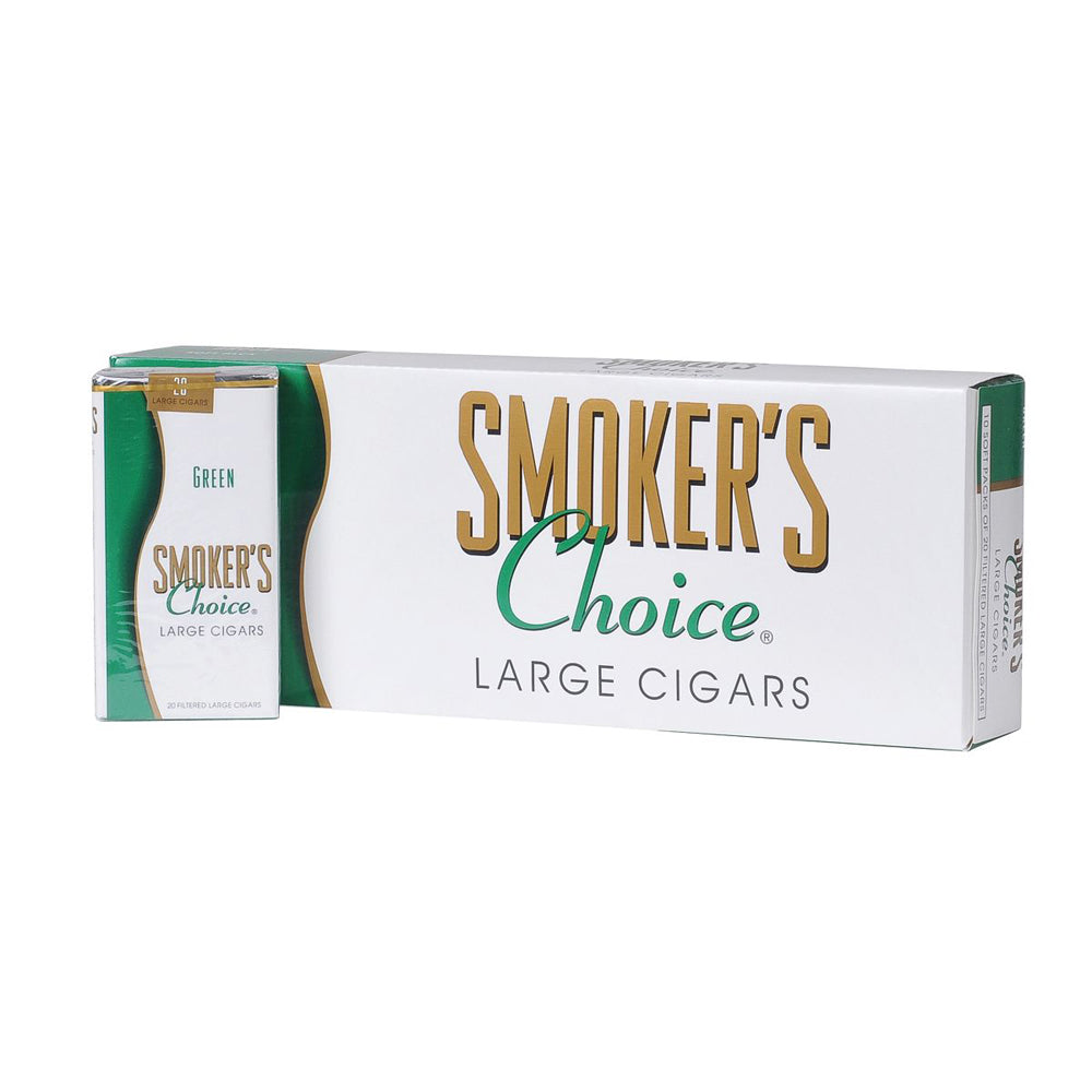 Smoker's Choice Menthol Green Filtered Cigars 10 Packs of 20 1