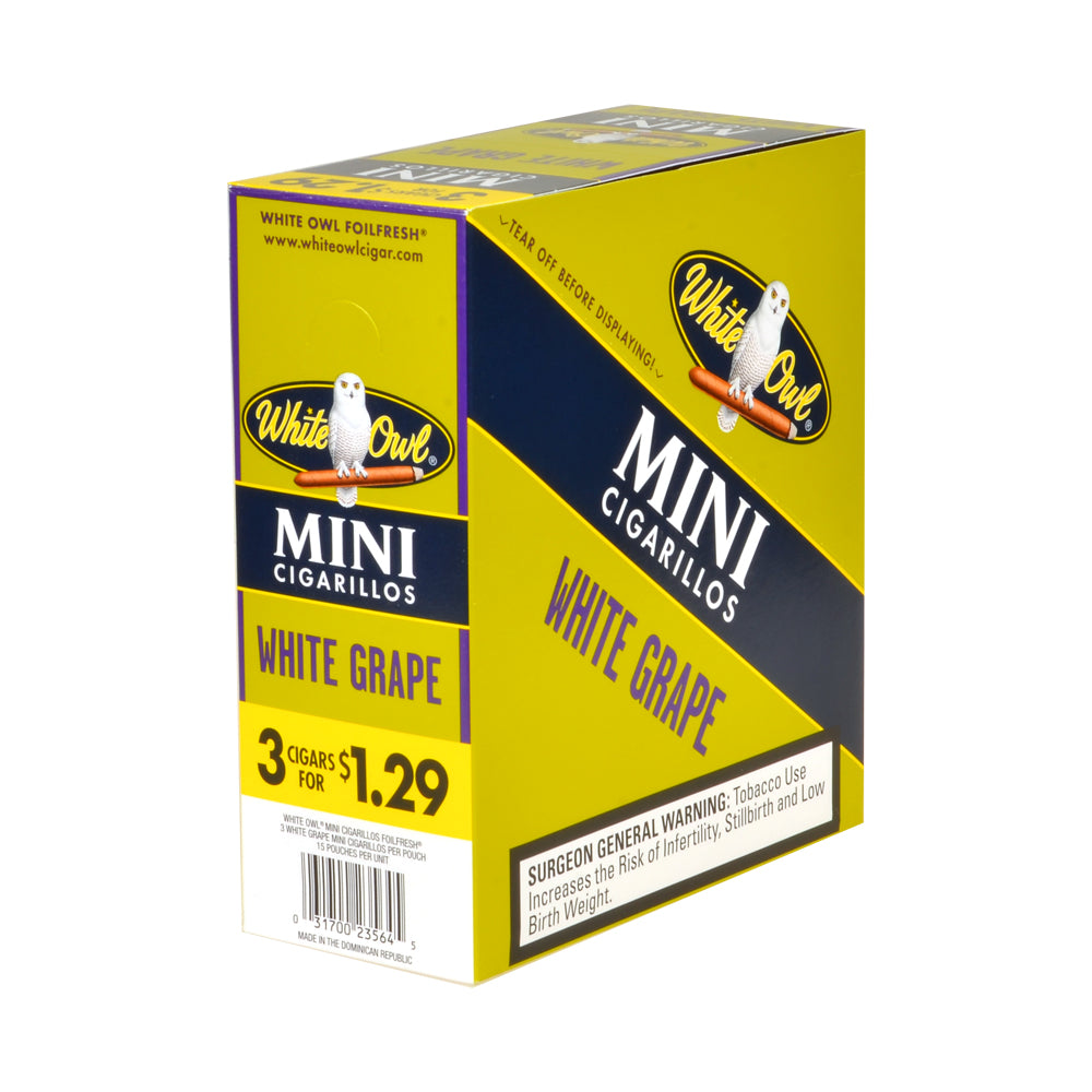 White Owl Cigarillos Mini 3 for $1.29 15 Packs Of 3 White Grape 2