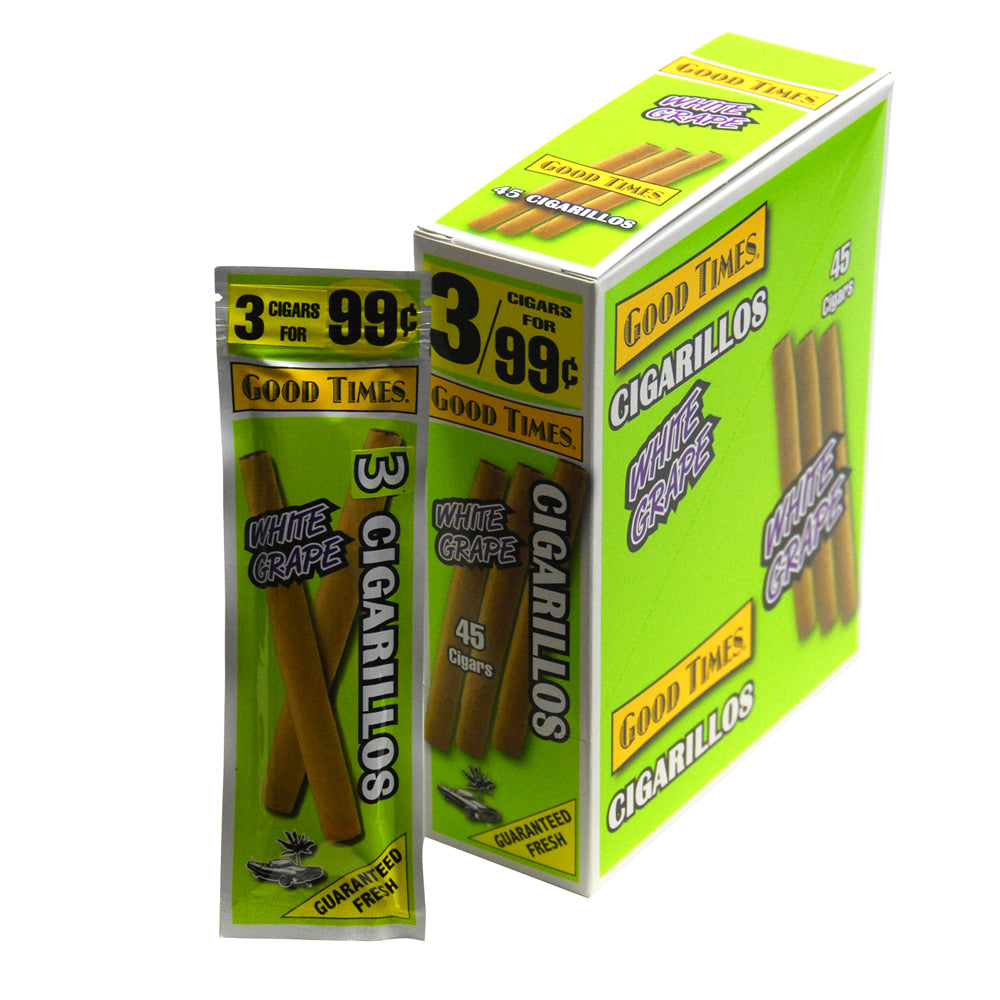 Good Times Cigarillos White Grape 3 for 99 Cents Pre Priced 15 Packs of 3 1