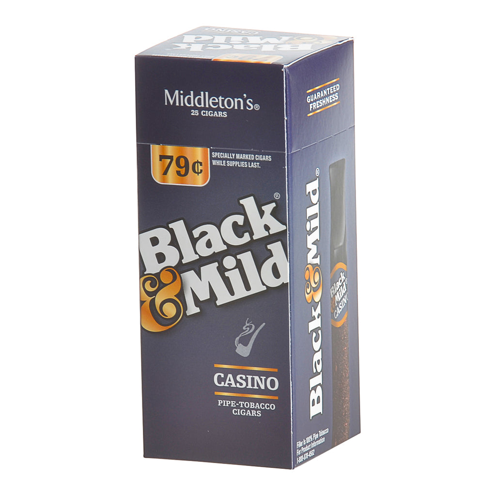 Middleton's Black & Mild Casino 79 Cents Per Cigar Pre-Priced Promotion Box of 25 1