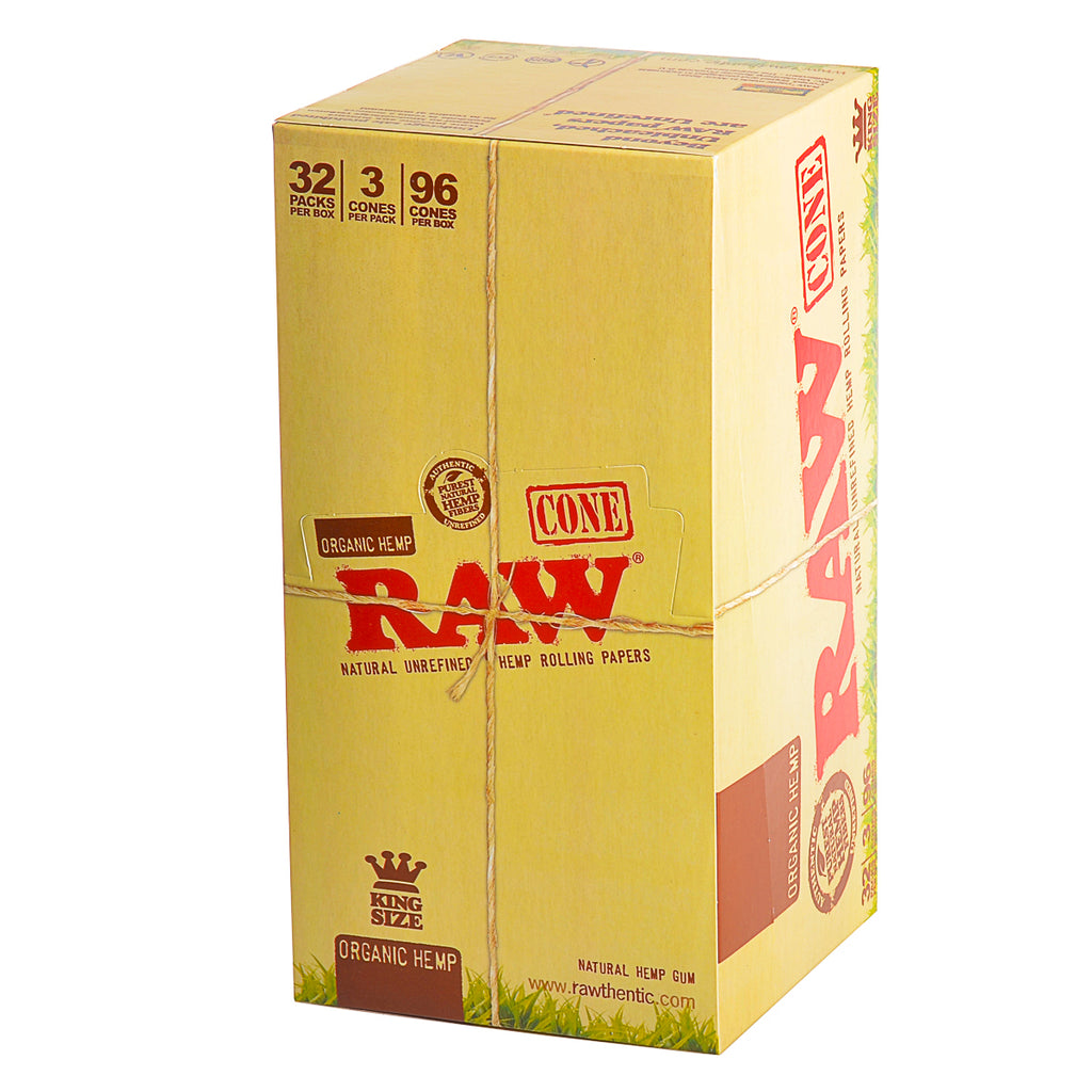 RAW Organic Pre Rolled King Size Cones 32 Packs of 3 1