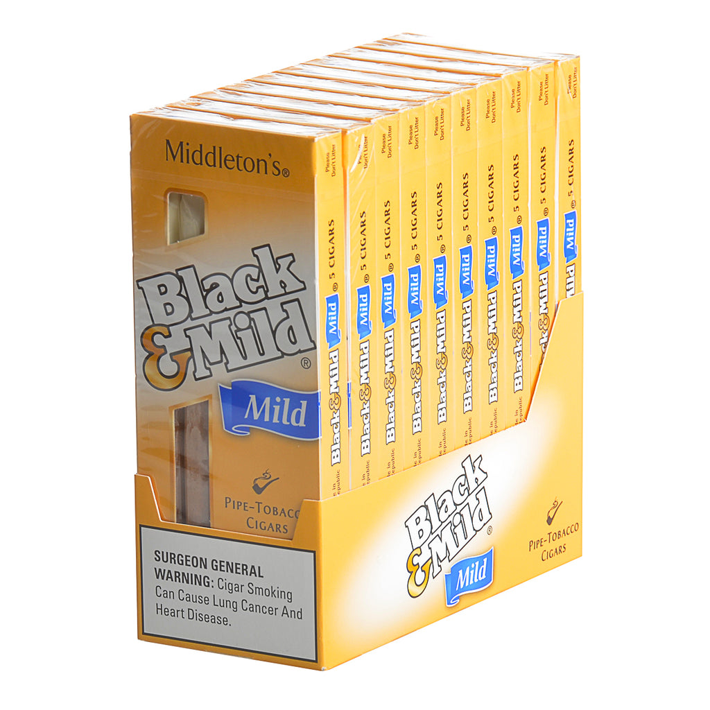 Middleton's Black & Mild Mild Cigars 10 Packs of 5 1