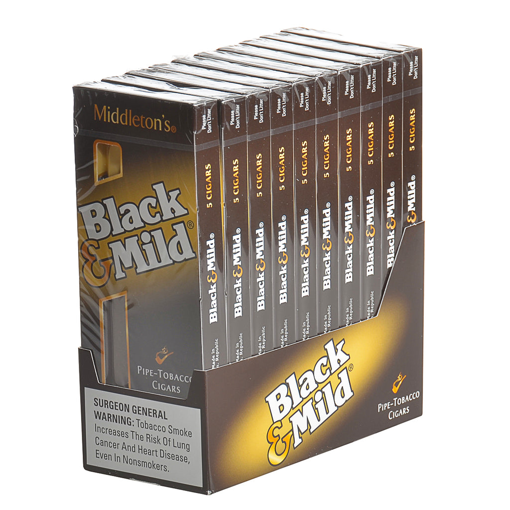 Middleton's Black & Mild Regular Cigars 10 Packs of 5 1
