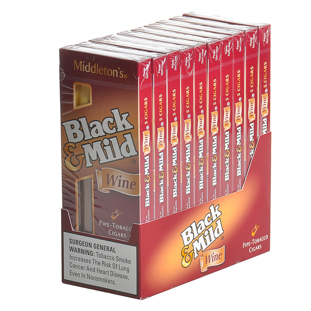Middleton's Black & Mild Wine Cigars 10 Packs of 5 1