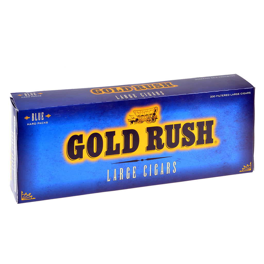 Gold Rush Blue (Light) Filtered Cigars 10 Hard Packs of 20 1