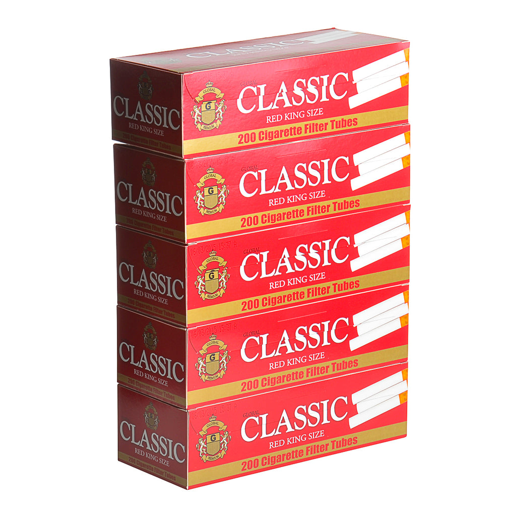 Classic Filter Tubes King Size Red (Full Flavor) 5 Cartons of 200 1