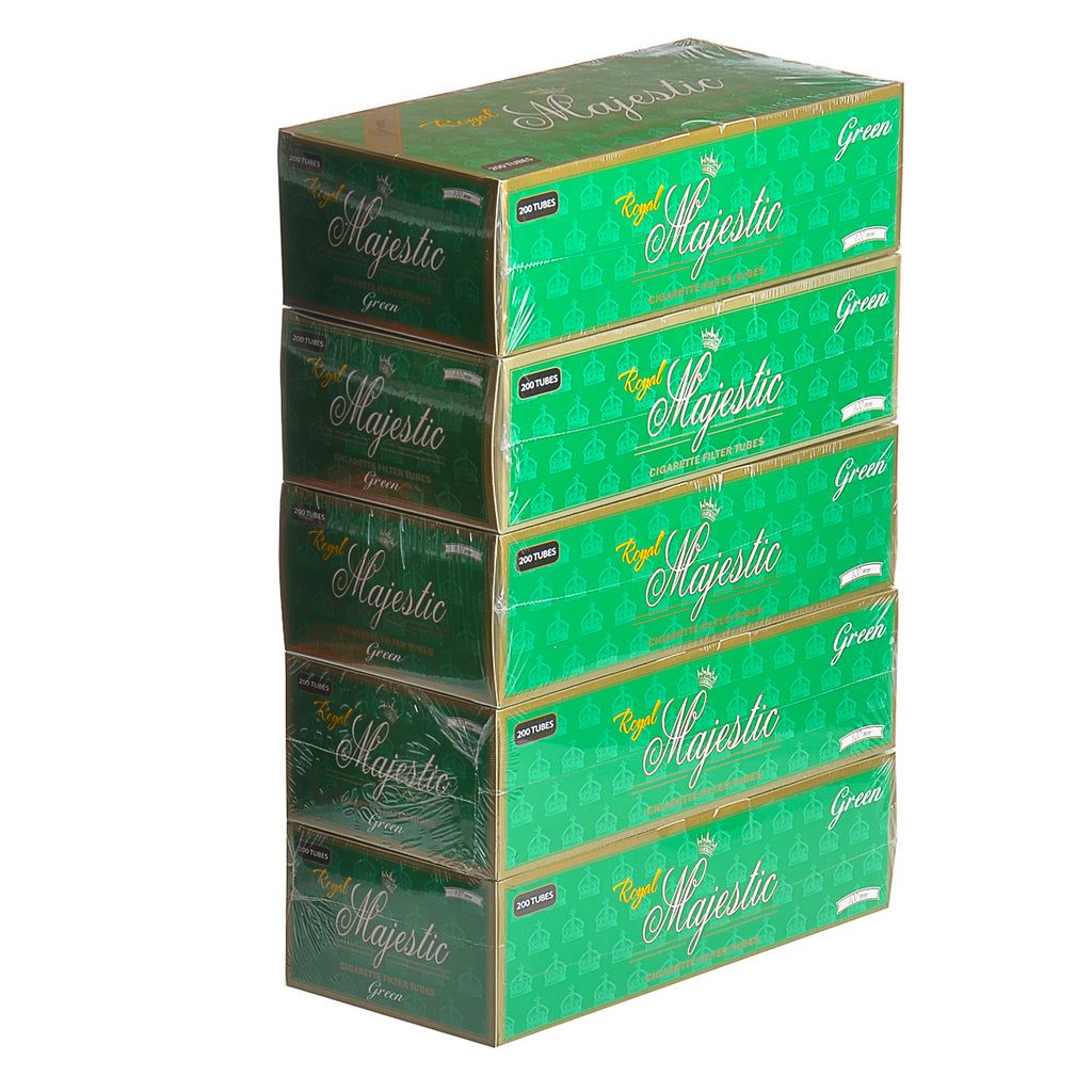 Royal Majestic Filter Tubes 100 mm Green (Menthol) 5 Cartons of 200 1