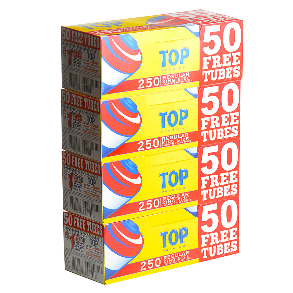 Top Premium Filter Tubes King Size Regular (Full Flavor) 4 Cartons of 250 1