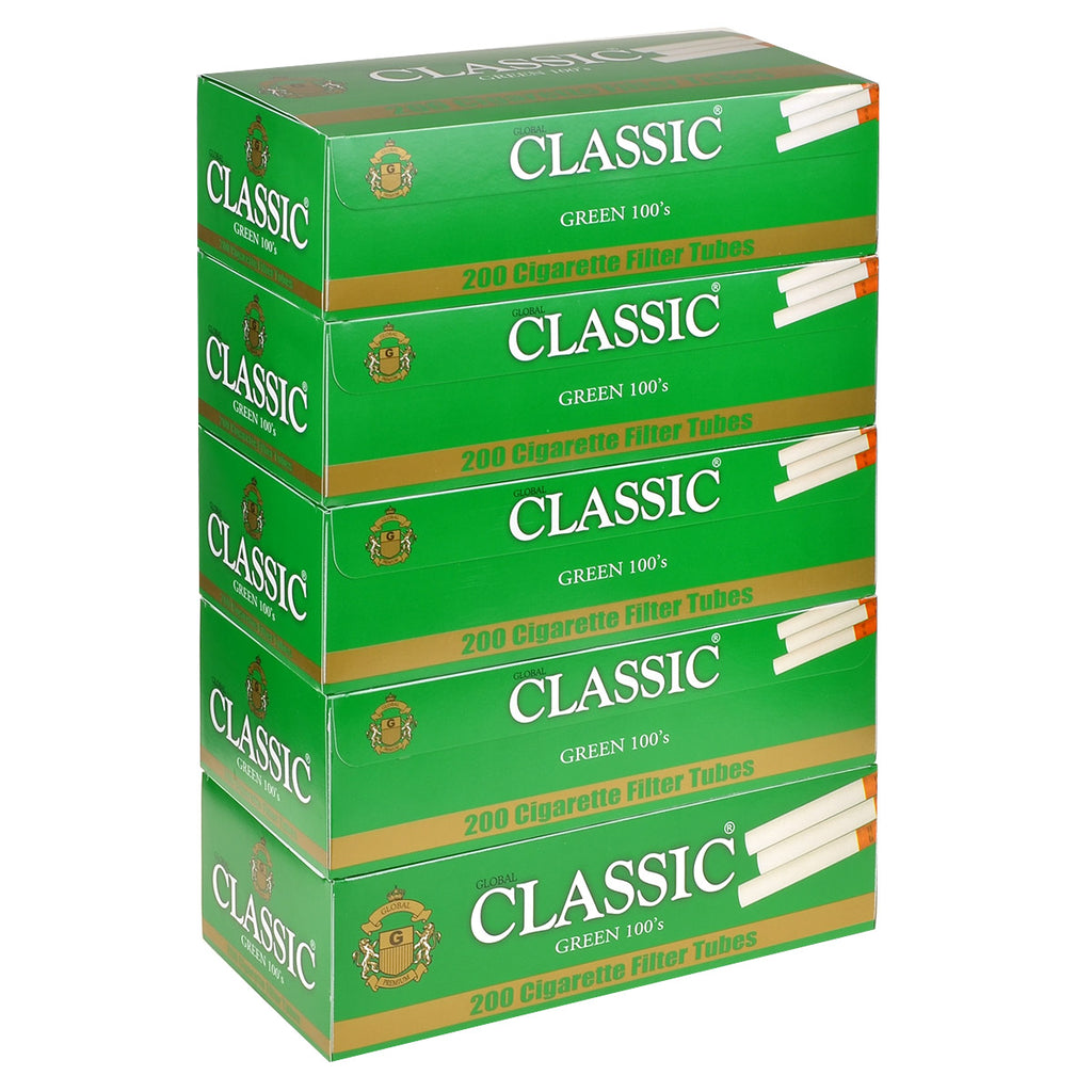 Classic Filter Tubes 100mm Menthol (Green) 5 Cartons of 200 1