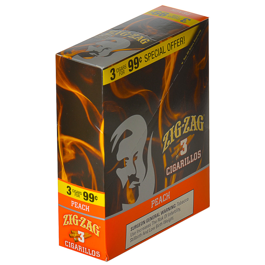 Zig Zag Peach Cigarillos 3 for 99 Cents 15 Pouches of 3 1
