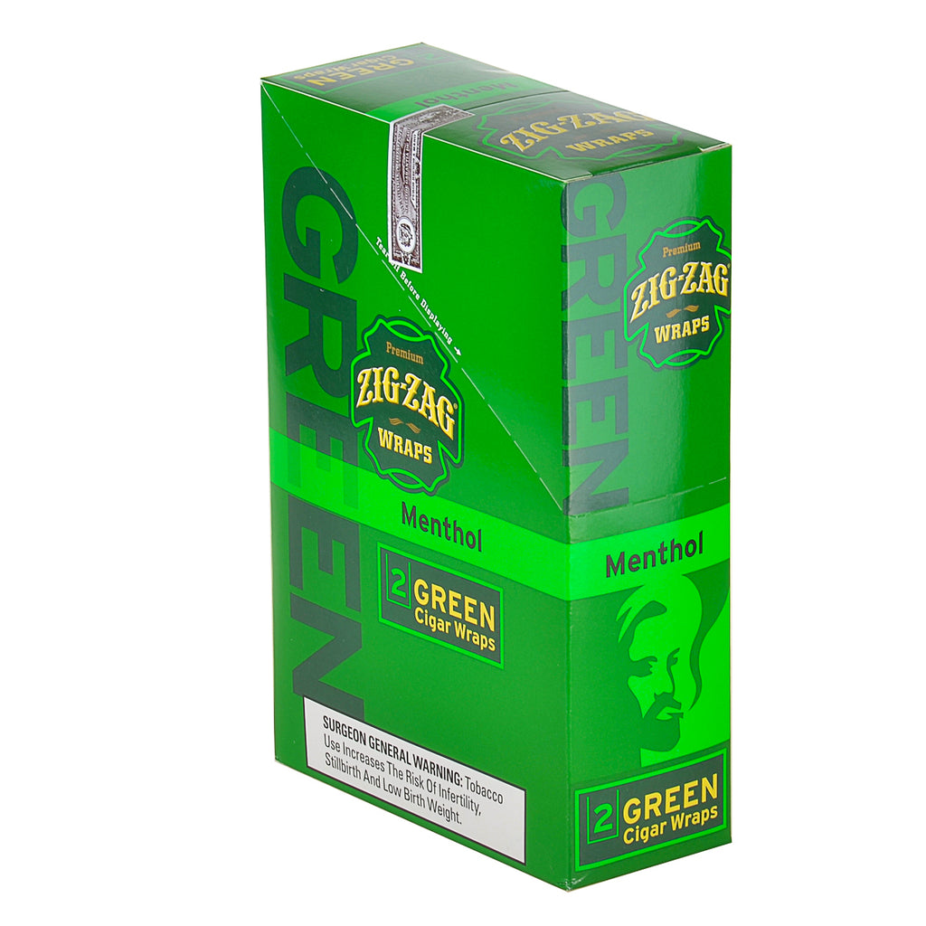 Zig Zag Wraps Premium Green Menthol 25 Packs of 2 1
