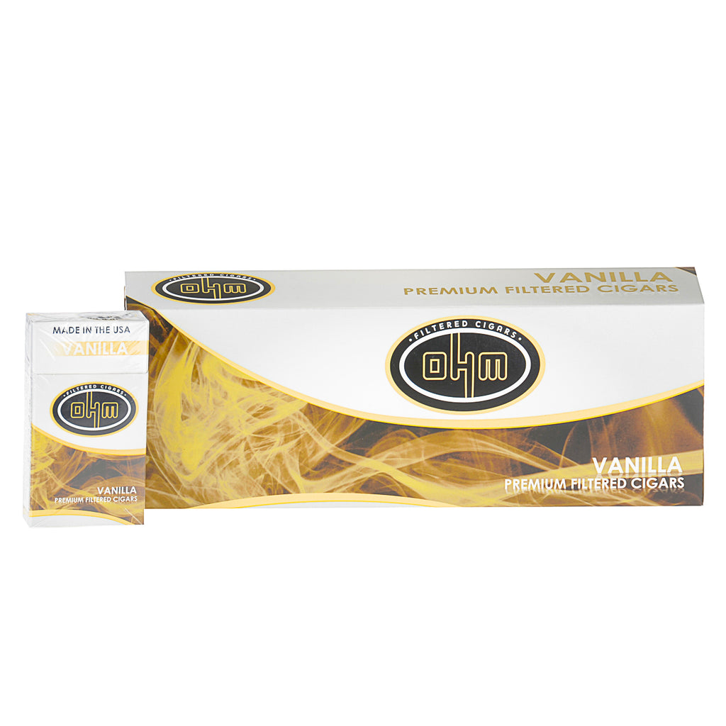 OHM Vanilla Filtered Cigars 10 Packs of 20 1