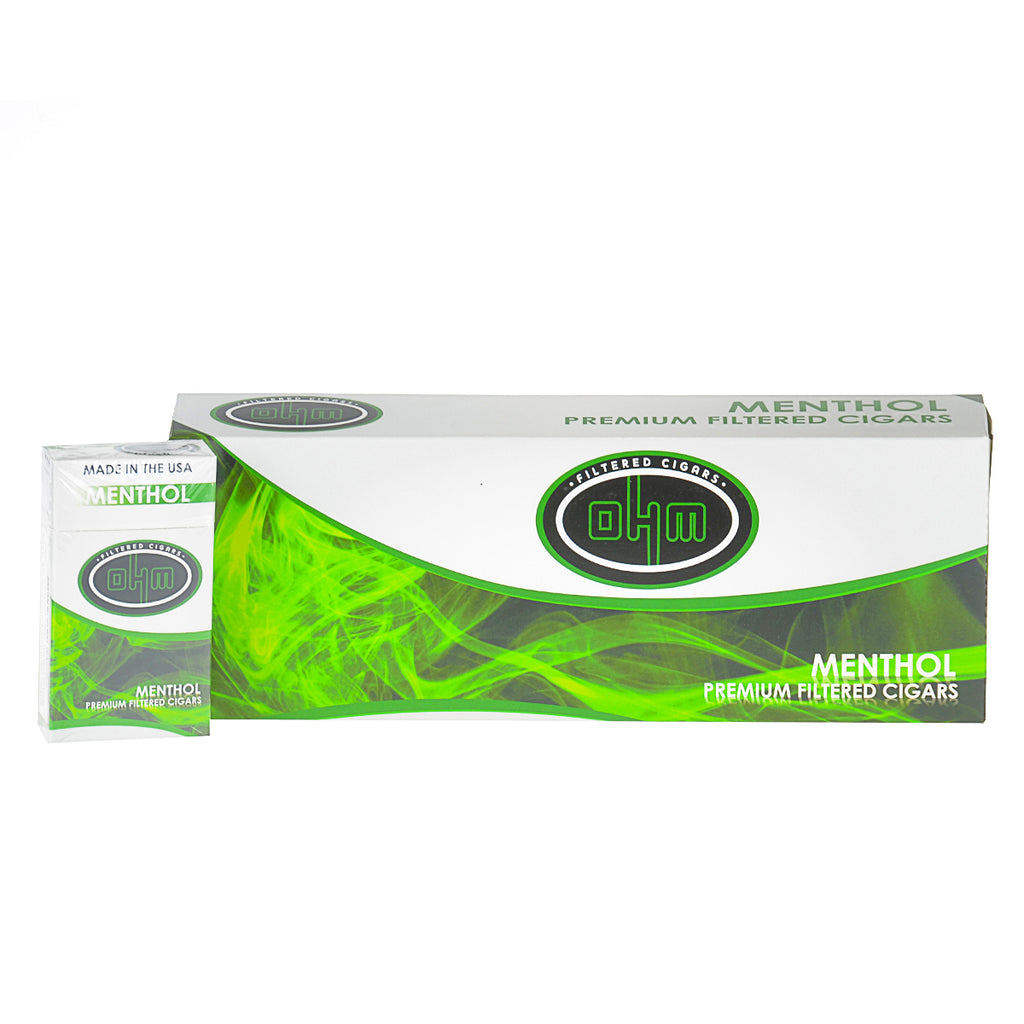 OHM Menthol Filtered Cigars 10 Packs of 20 1
