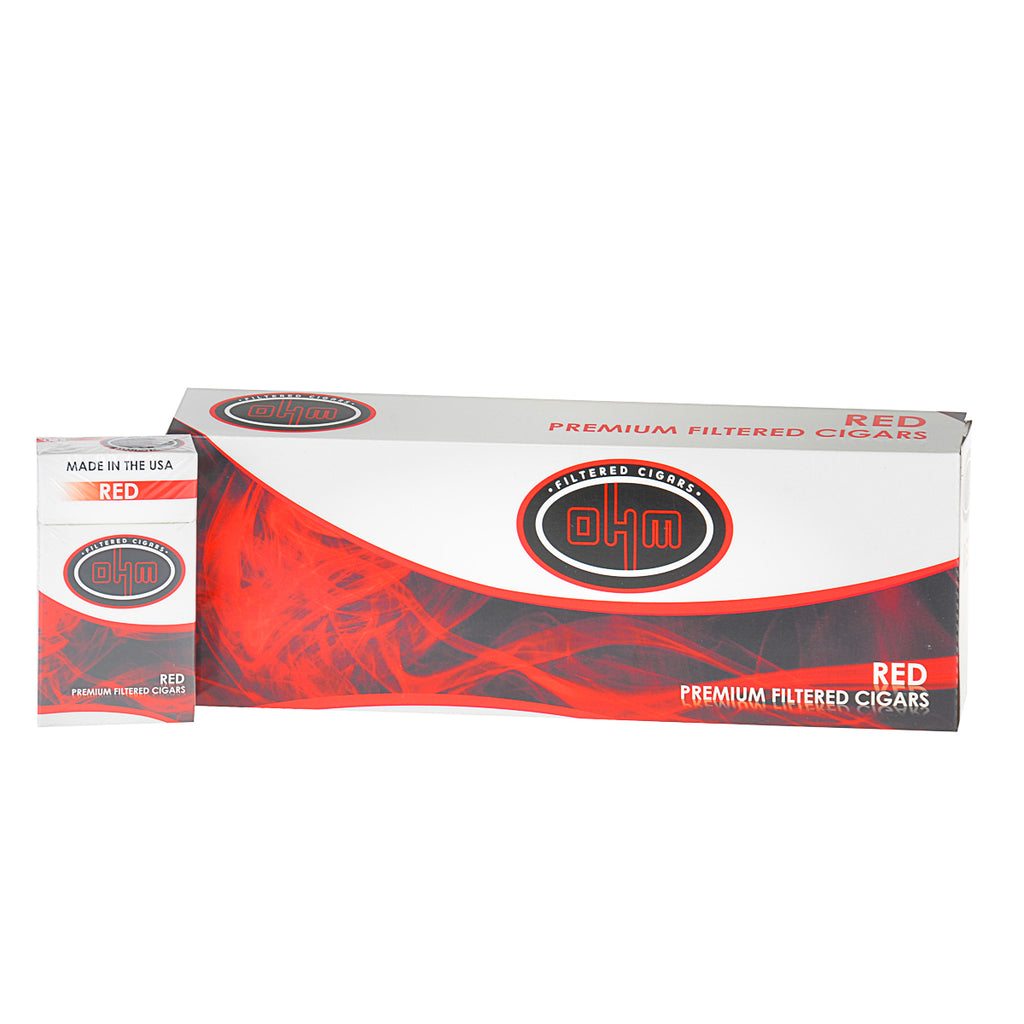 OHM Red (Full Flavor) Filtered Cigars 10 Packs of 20 1