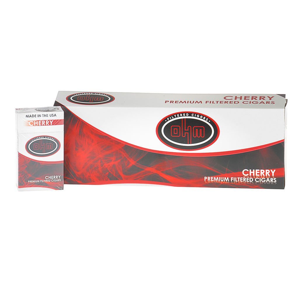 OHM Cherry Filtered Cigars 10 Packs of 20 1