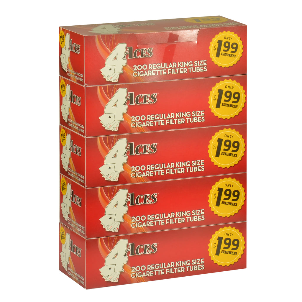 4 Aces Filter Tubes K.S. $1.99 Regular 5 Cartons of 200 1