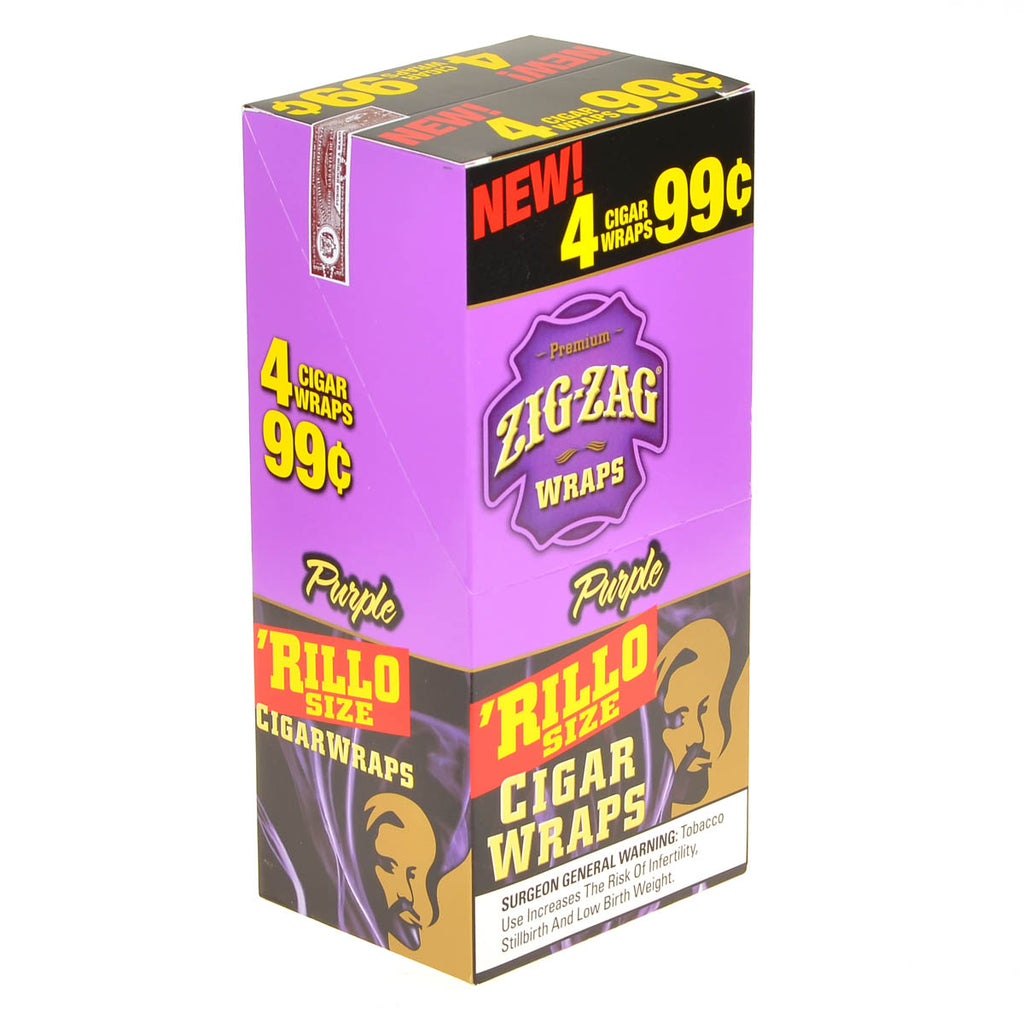 Zig Zag Rillo Size Cigar Wraps 4 for 99 Cents 15 Pouches of 4 Purple 1