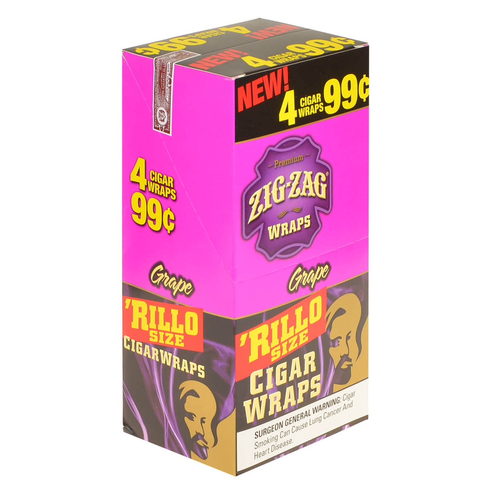 Zig Zag Rillo Size Cigar Wraps 4 for 99 Cents 15 Pouches of 4 Grape 1