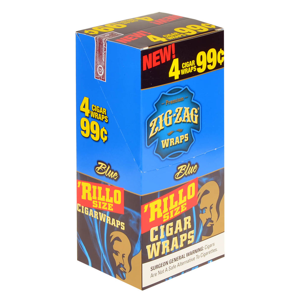Zig Zag Rillo Size Cigar Wraps 4 for 99 Cents 15 Pouches of 4 Blue 1