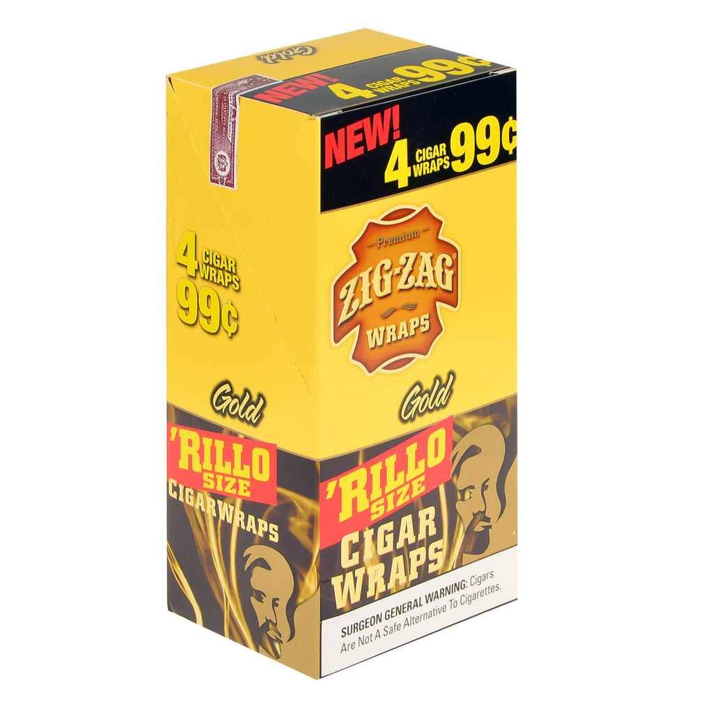 Zig Zag Rillo Size Cigar Wraps 4 for 99 Cents 15 Pouches of 4 Gold 1
