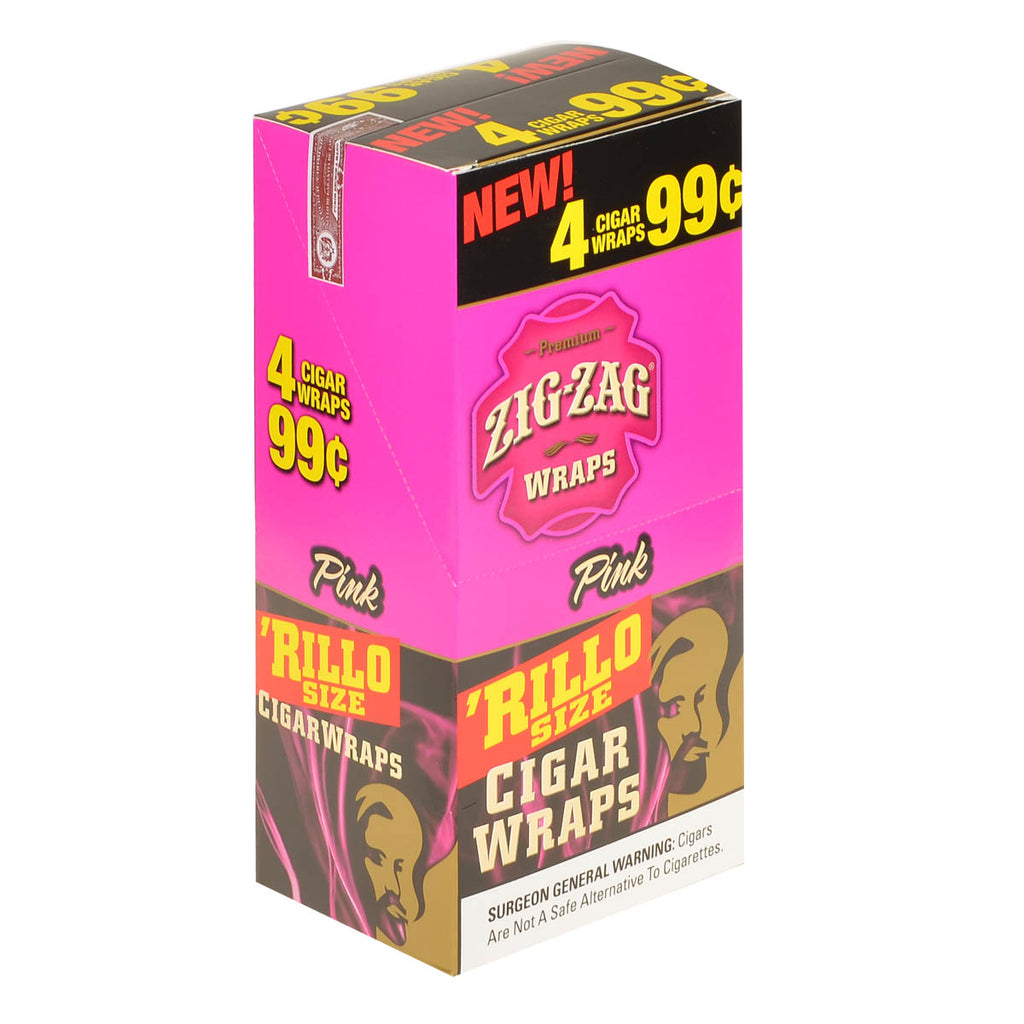 Zig Zag Rillo Size Cigar Wraps 4 for 99 Cents 15 Pouches of 4 Pink 1