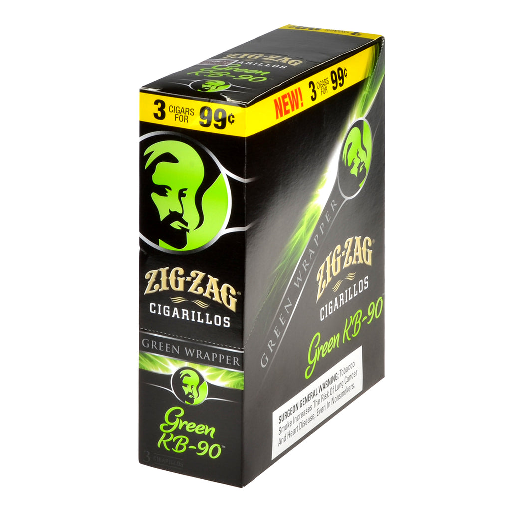 Zig Zag Green KB-90 Cigarillos 3 for 99 Cents 15 Pouches of 3 1