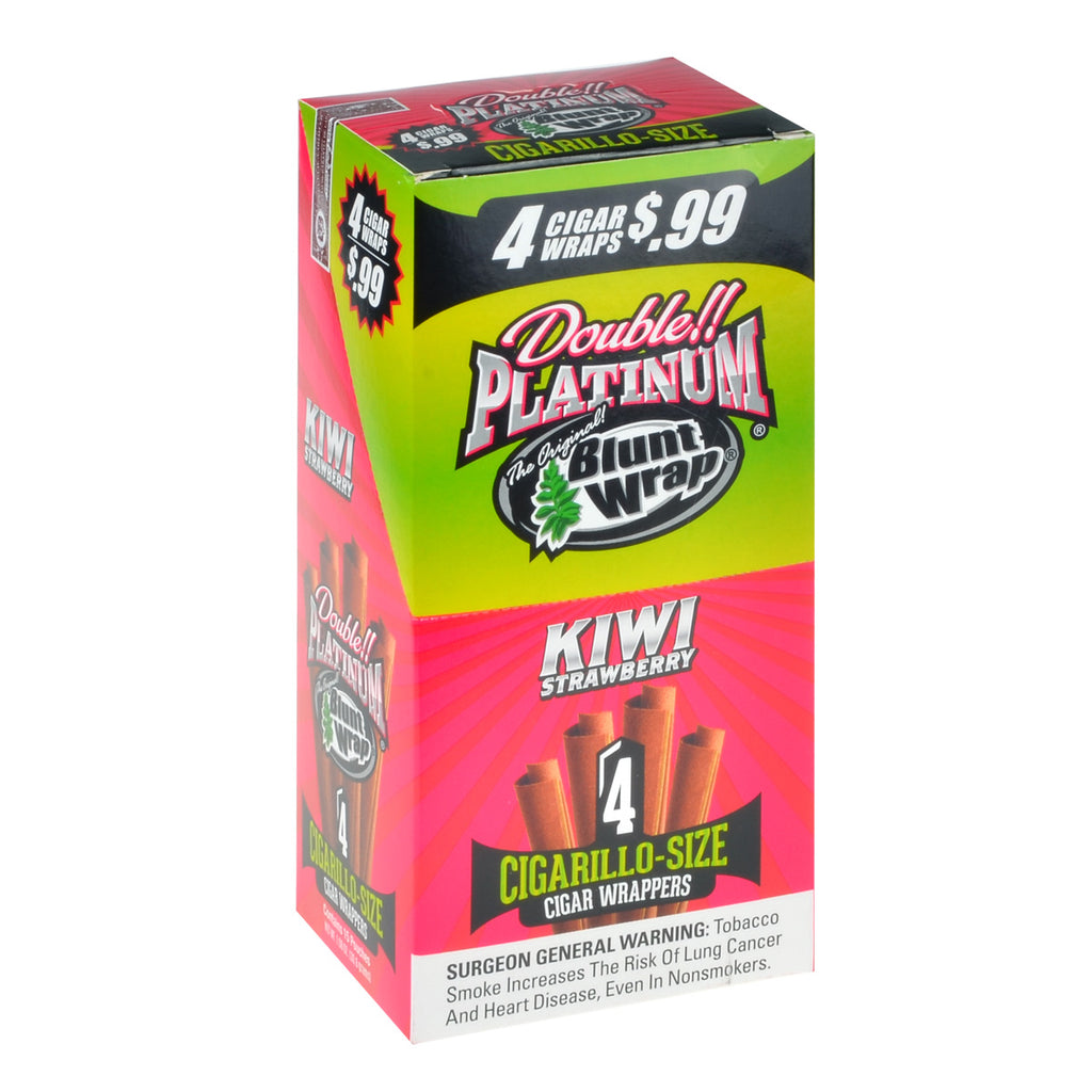 Double Platinum 4x99 Kiwi Strawberry Blunt Wraps 15 Pouches of 4 1