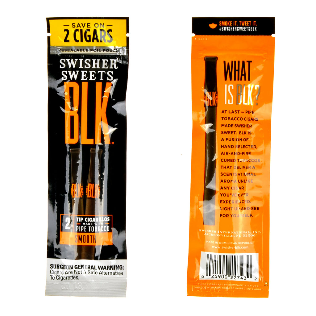 Swisher Sweets BLK Tip Cigarillos 15 pouches of 2 Smooth 2