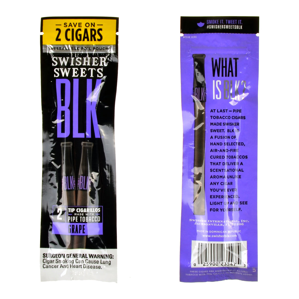 Swisher Sweets BLK Tip Cigarillos 15 pouches of 2 Grape 2