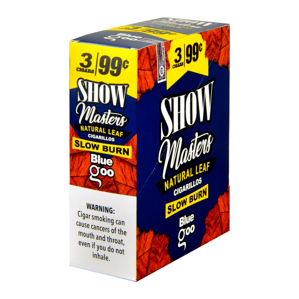 Show Master Natural Leaf Cigarillos 99 Cent Pre Priced 15 Packs of 3 Cigars Blue Goo 1