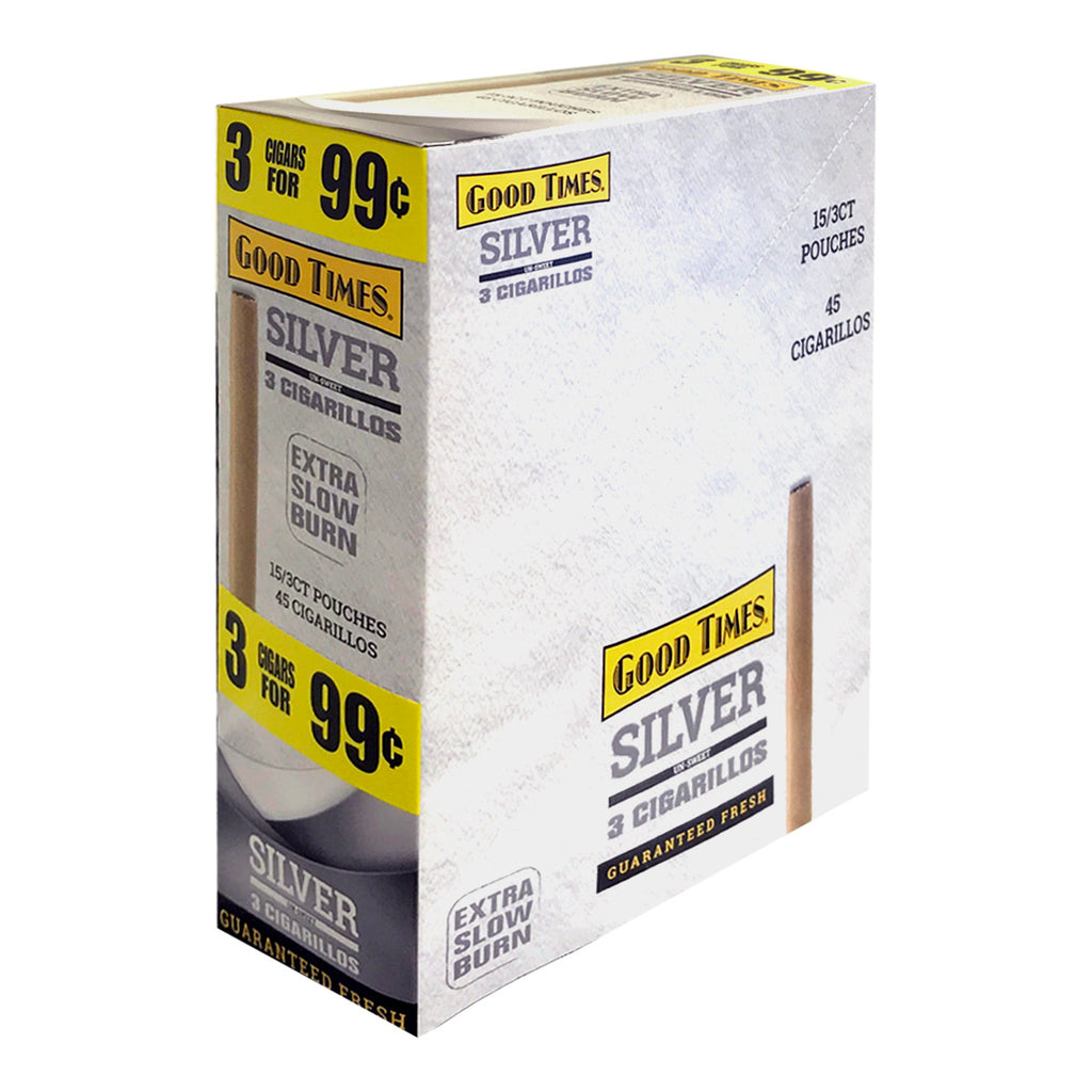 Good Times Cigarillos Silver 3 for 99 Cents Pre Priced 15 Packs of 3 1