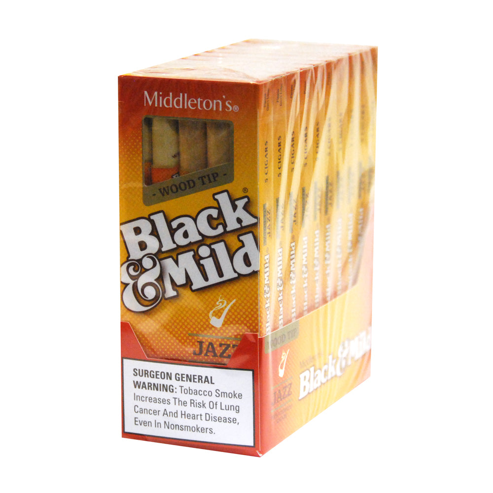 Middleton's Black & Mild Wood Tip Jazz Cigars 10 Packs of 5 1